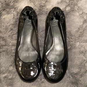 Tory Burch Black Patent Leather Flats 8.0